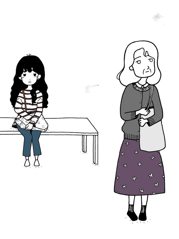 괜찮다 안 괜찮다 웹툰 표지 (휘이)
