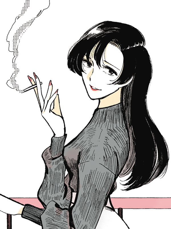 연기 너머의 시키시마 씨 웹툰 표지 (노나카 카오루)